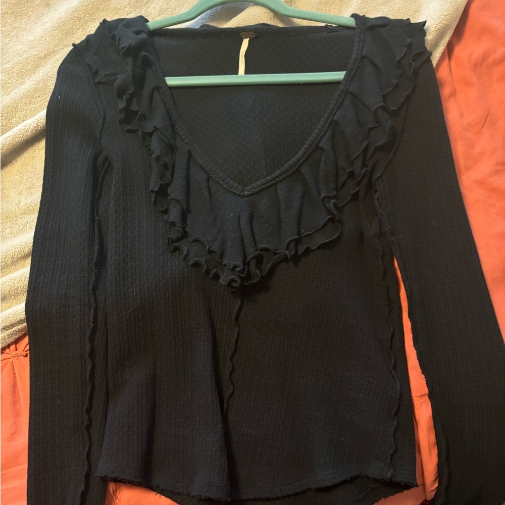 Free People Ruffed Long Sleeve Top
